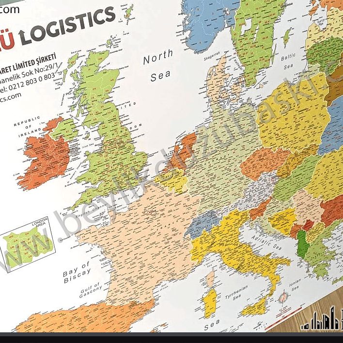 Avrupa kodlu harita, posta kodlu, numaralı, taşıma, dağıtım haritası, 120x110 cm harita baskı, posta kodu haritası, taşıma kodu haritası