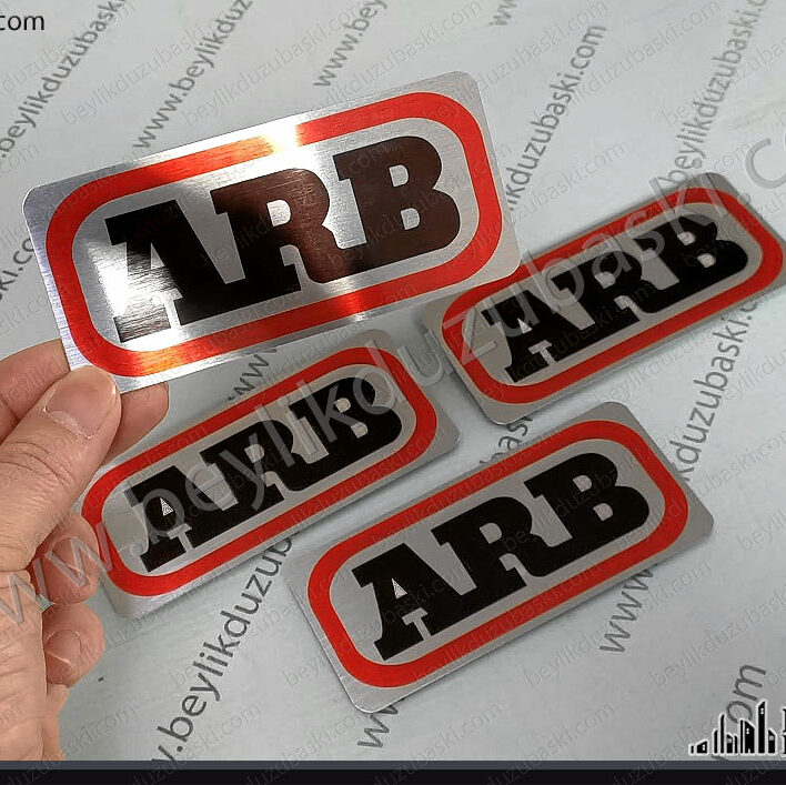 ARB logo baskılı metal plaka, kaliteli metal plaka baskı, araç tampon ön ve arkaya logo baskı, orjinale yakın tasarım ebat ve üretim