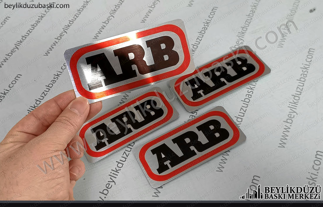 ARB logo baskılı metal plaka, kaliteli metal plaka baskı, araç tampon ön ve arkaya logo baskı, orjinale yakın tasarım ebat ve üretim