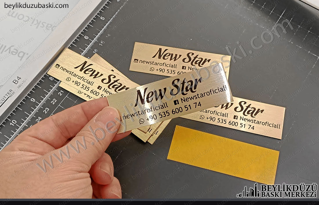 sarı metal ürün etiketi, metal plaka ürün markalama etiketi, new star için yapılan, kaliteli alüminyum, metal plaka ürünü