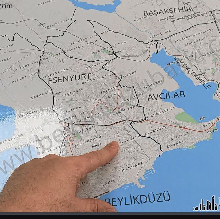 istanbul mahalle harita, emlakçı haritası, duvar için kullanışlı istanbul haritası, aynı gün teslim, mıknatıs olarak da yapılabilir