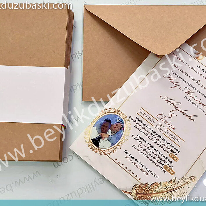 Invitation printing on canvas paper, Kraft envelope invitation, fast invitation production, ready-made invitations are issued in 1 hour, invitation envelope is provided, Fast invitation printing, beylikdüzü, edenyurt