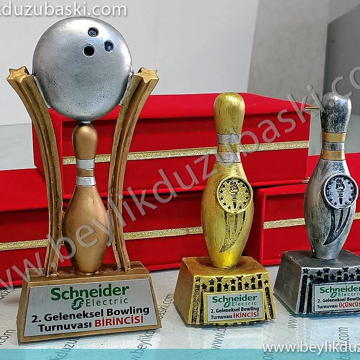 bowling kupası, masa üzeri bowling ödülü, birinci, ikinci ve üçüncü için bowling turnuva ödülleri, kaliteli, özel imalat, kırmızı kutulu birincilik ödülleri