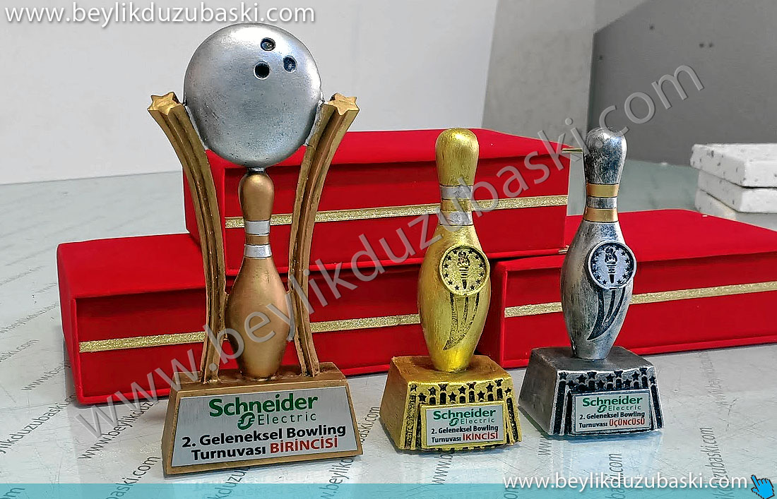 bowling kupası, masa üzeri bowling ödülü, birinci, ikinci ve üçüncü için bowling turnuva ödülleri, kaliteli, özel imalat, kırmızı kutulu birincilik ödülleri