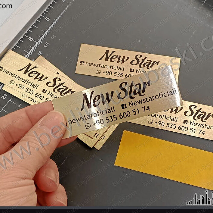 sarı metal ürün etiketi, metal plaka ürün markalama etiketi, new star için yapılan, kaliteli alüminyum, metal plaka ürünü