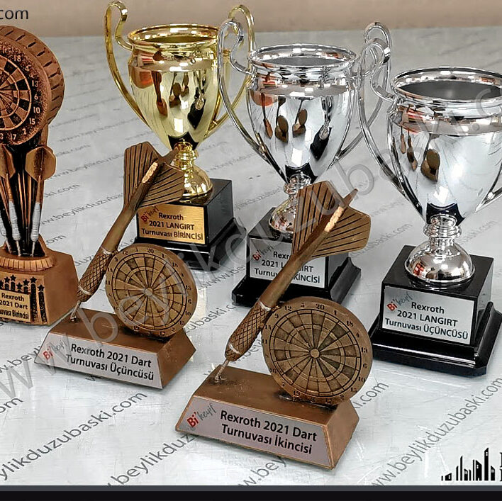 Dart turnuva kupası, dart kupası, el yapımı, kupa plaket ve madalya, langırt kupası, birincilik ödülü