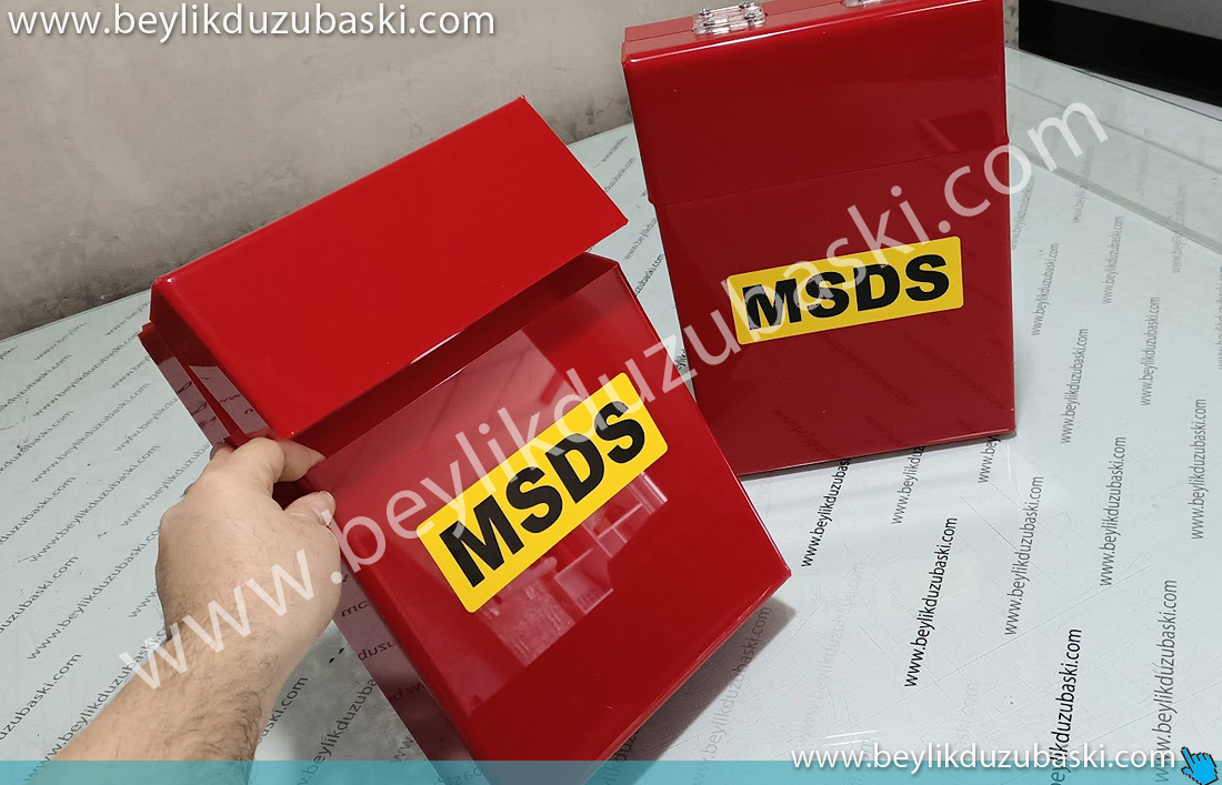 MSDS kutusu, kaliteli MSDS kutusu, özel üretim, Malzeme güvenlik kutusu, pleksi malzeme kutusu, sipariş üzerine üretilir, renk seçenekleri vardır