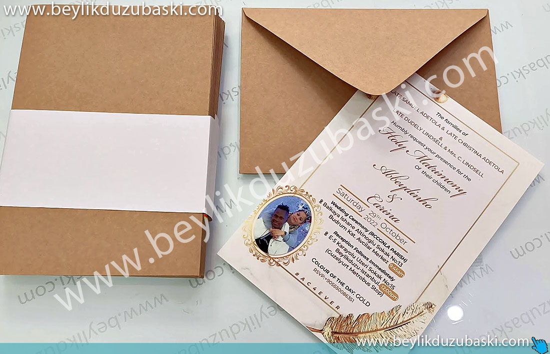 Invitation printing on canvas paper, Kraft envelope invitation, fast invitation production, ready-made invitations are issued in 1 hour, invitation envelope is provided, Fast invitation printing, beylikdüzü, edenyurt