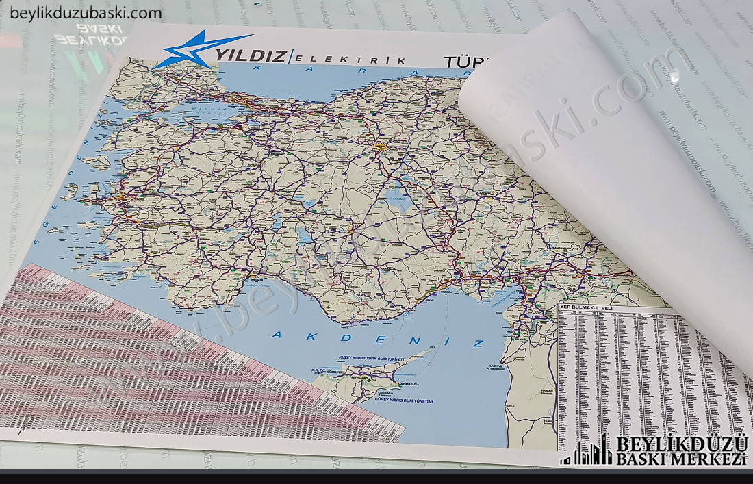 Türkiye Karayolları haritası, güncel harita - Beylikdüzü Baskı Merkezi