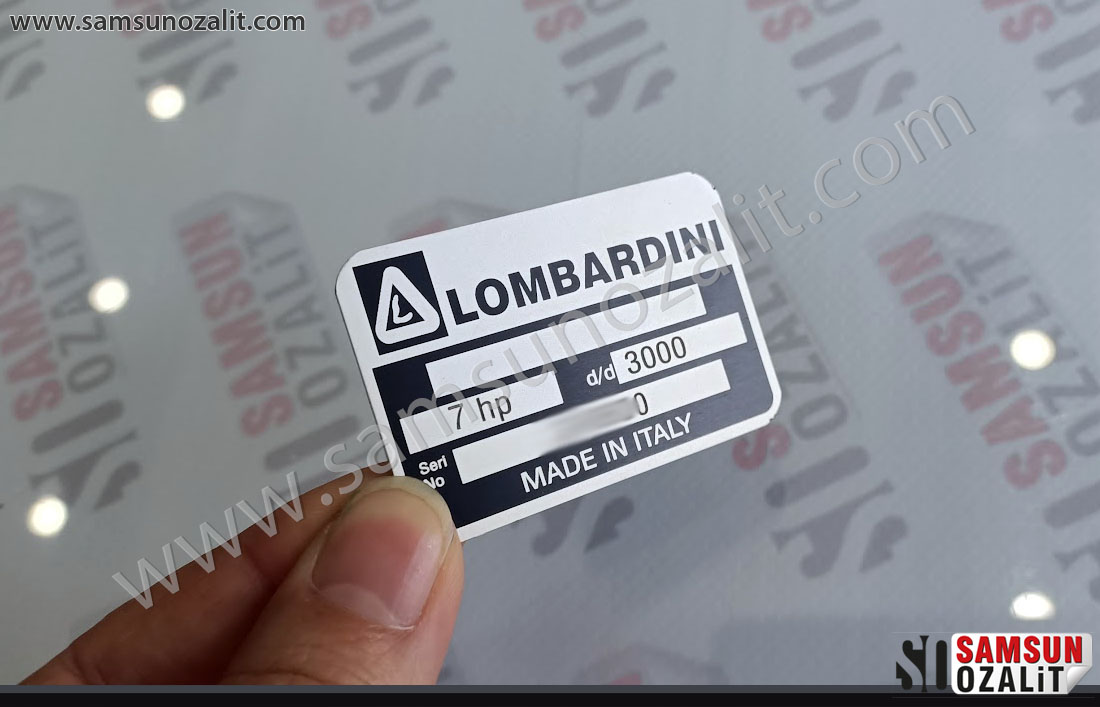 Lombardini metal label, boat label, kayak label, fishing boat, lombardini engine label, marine metal label, rebuilding, worn, unreadable label renewal
