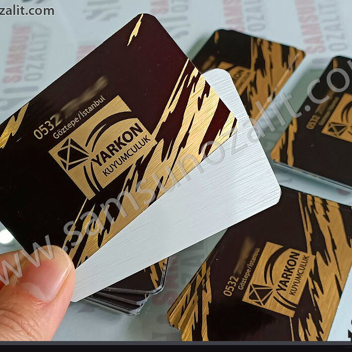 quality business card printing, fast metal card printing, metal business card printing, fast production, small quantities, design support is provided, single surface and 2 surface printing possible, jeweler business card, gold color business card printing, fast production, metal business card printing center,