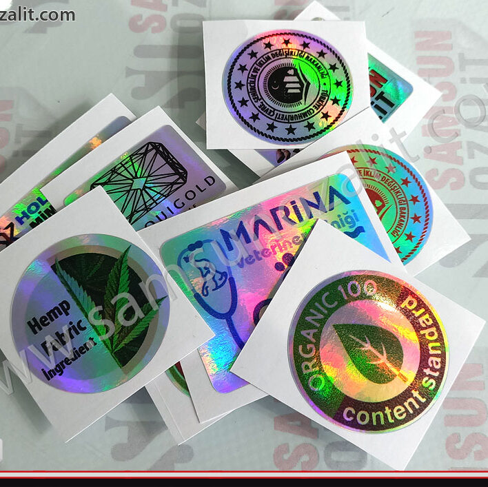 hologram label urgent printing, special cutting, outdoor durable, same day shipping, desired size printing, high quality prints